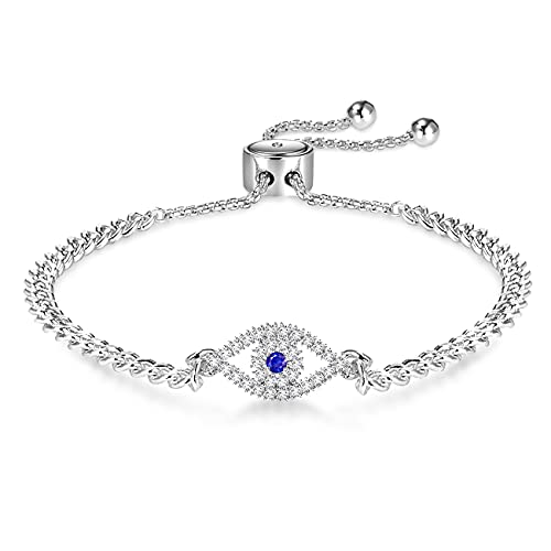 Apsvo Silver Anti Evil Eye Bracelets for Women Adjustable Blue Cubic Zirconia Dainty Third Eye Trendy Jewelry Pulseras de Mal de Ojo Turco Para Mujeres Valentines Day Gifts for Her - Image 1