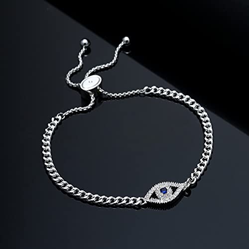 Apsvo Silver Anti Evil Eye Bracelets for Women Adjustable Blue Cubic Zirconia Dainty Third Eye Trendy Jewelry Pulseras de Mal de Ojo Turco Para Mujeres Valentines Day Gifts for Her - Image 5