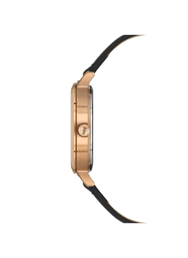 U.S. Polo Assn. Stile 31mm Women's Watch with Black Dial & Leather Strap