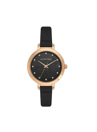 U.S. Polo Assn. Stile 31mm Women's Watch with Black Dial & Leather Strap