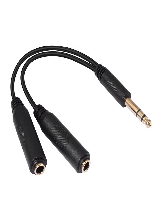 SiYear 6.35mm 1/4 inch Male Plug Stereo to 2 Dual 1/4 "TRS Female Jack Connector Audio Speaker Cable, Y Splitter Adapter Cable (20CM / 8Inch) - Image 1