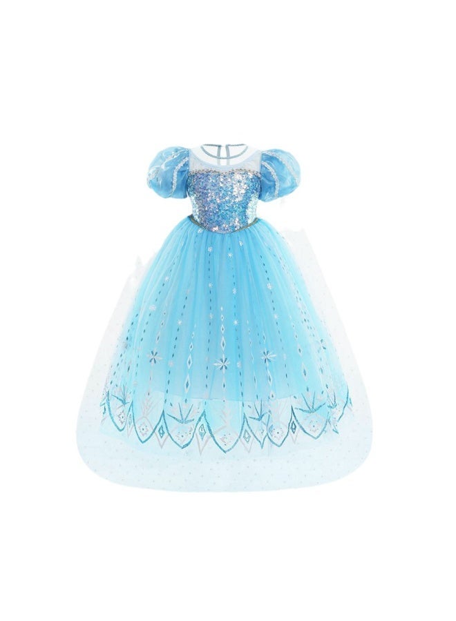 general Fairytale Princess Elsa Frozen Breathable Themed Party Deluxe Edition Fancy Dress Cosplay Costume With Accessories Best Gift For Girl Birthday Gift - Image 1