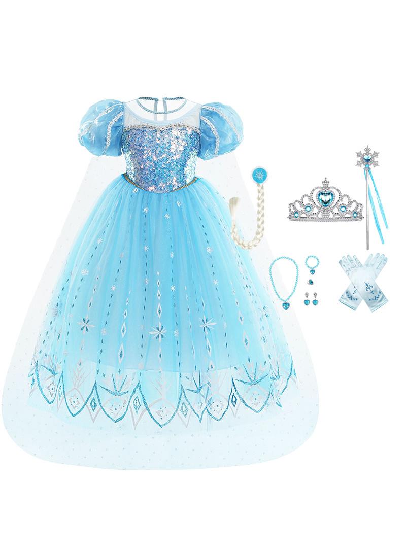 general Fairytale Princess Elsa Frozen Breathable Themed Party Deluxe Edition Fancy Dress Cosplay Costume With Accessories Best Gift For Girl Birthday Gift - Image 4
