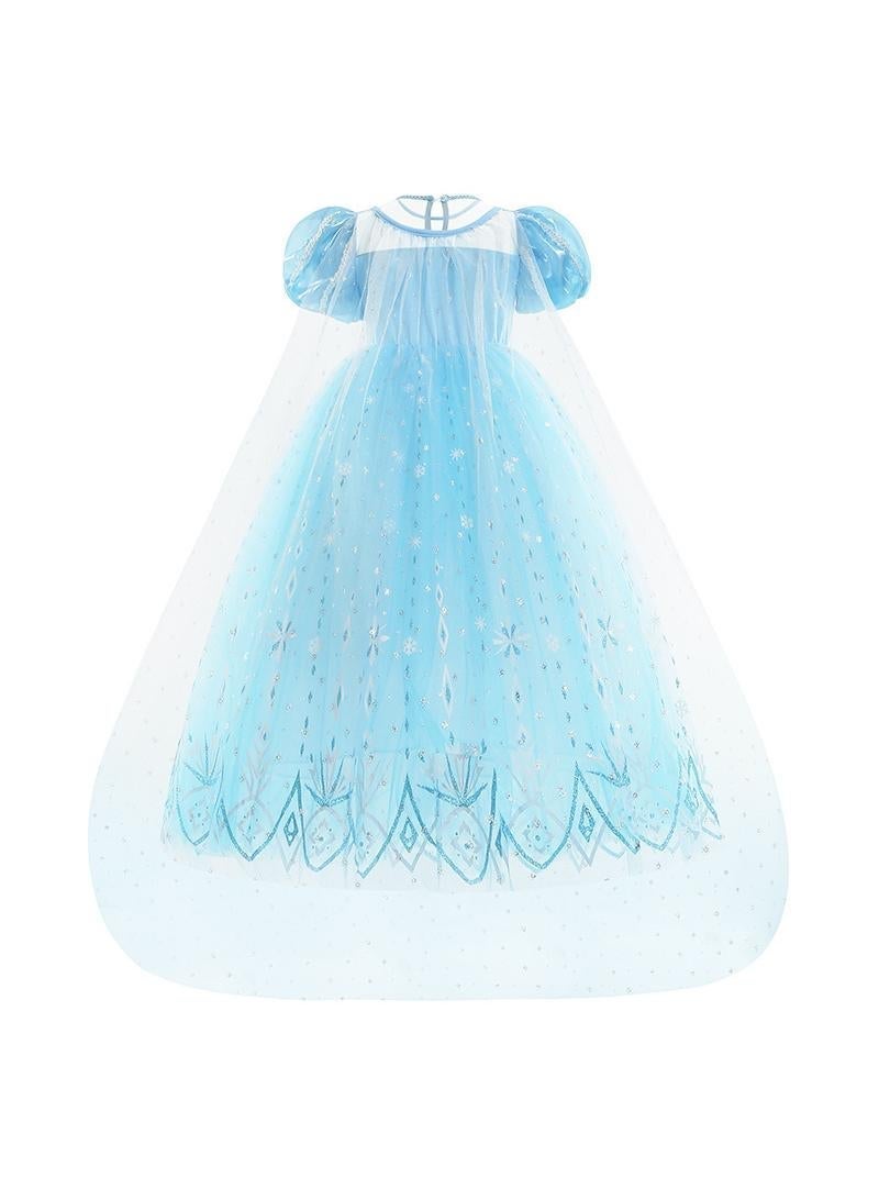 general Fairytale Princess Elsa Frozen Breathable Themed Party Deluxe Edition Fancy Dress Cosplay Costume With Accessories Best Gift For Girl Birthday Gift - Image 3