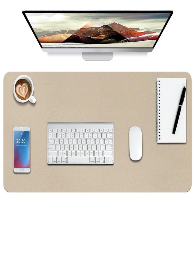 Boutilon Leather Desk Pad Protector,Non-Slip Mouse Pad,Laptop Desk Pad,Office Mouse Mat,Waterproof Leather Desk Blotter,Desk Writing Pad for Office and Home (M-Beige,30"x14") - Image 1