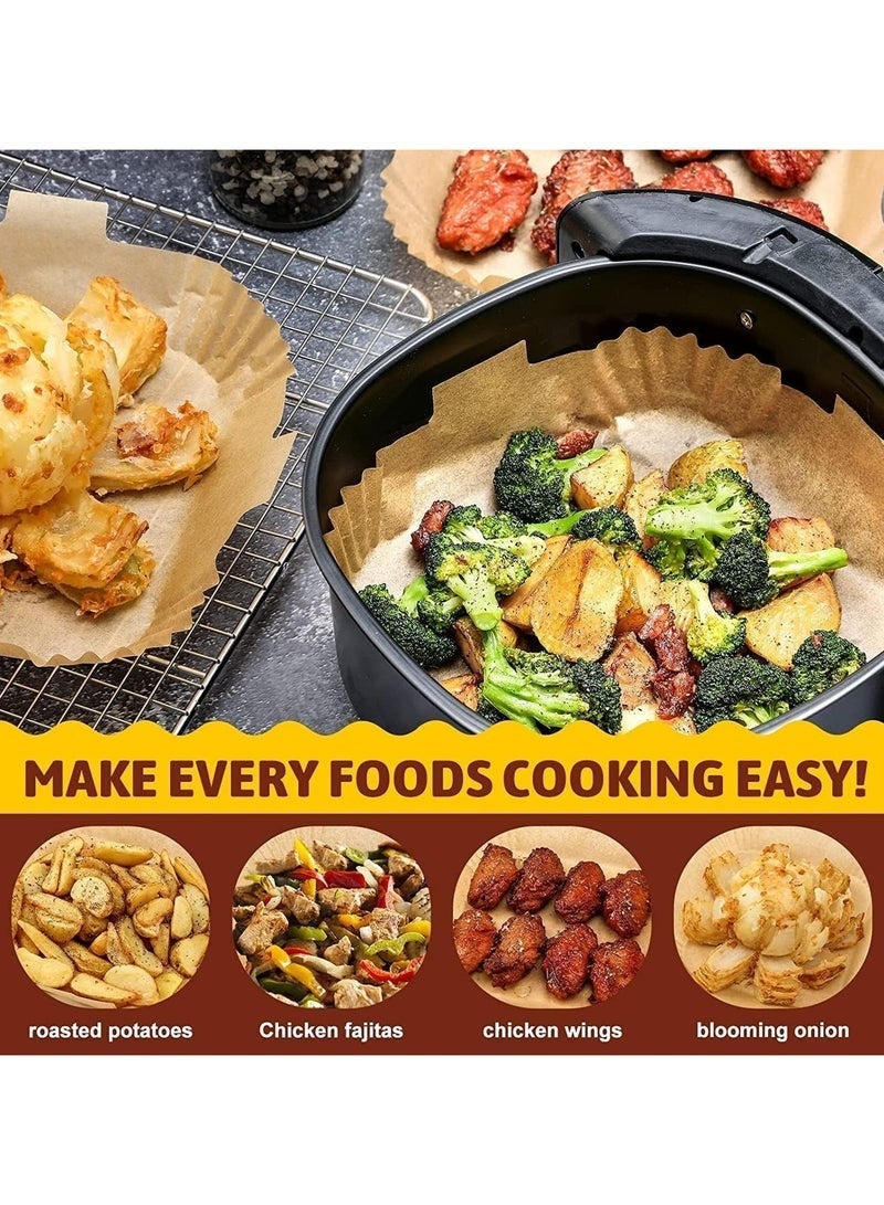 100 PCS Air Fryer Disposable Paper Liner Square 7.9 inch/20cm Waterproof parchment paper for air fryer baking roasting & microwave Features easy - grip tabs on all four sides. - Image 3