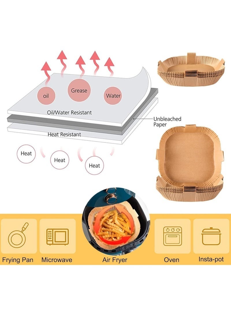 100 PCS Air Fryer Disposable Paper Liner Square 7.9 inch/20cm Waterproof parchment paper for air fryer baking roasting & microwave Features easy - grip tabs on all four sides. - Image 4