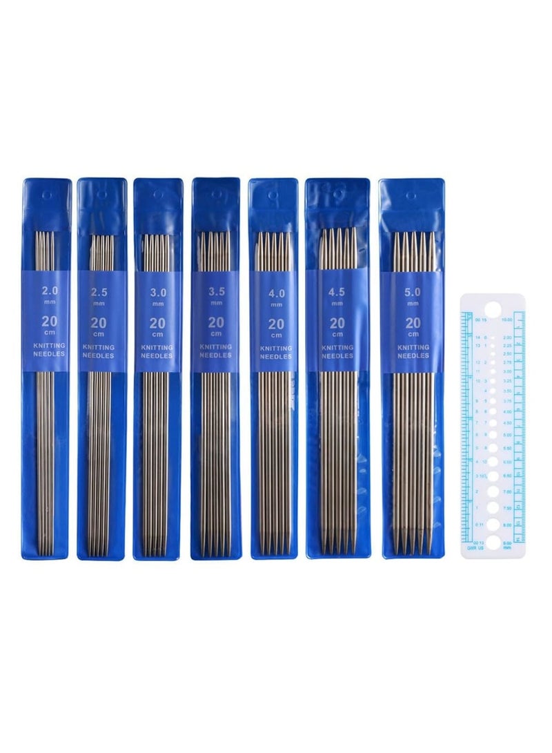 SYOSI Knitting Needles Set, 35Pcs Double Pointed and Straight Metal Needles for Beginners and DIY Craft, Smooth Lightweight Design 2.0-5.0mm, Ideal for Crochet Knitting Projects Travel and Home Use - Image 1