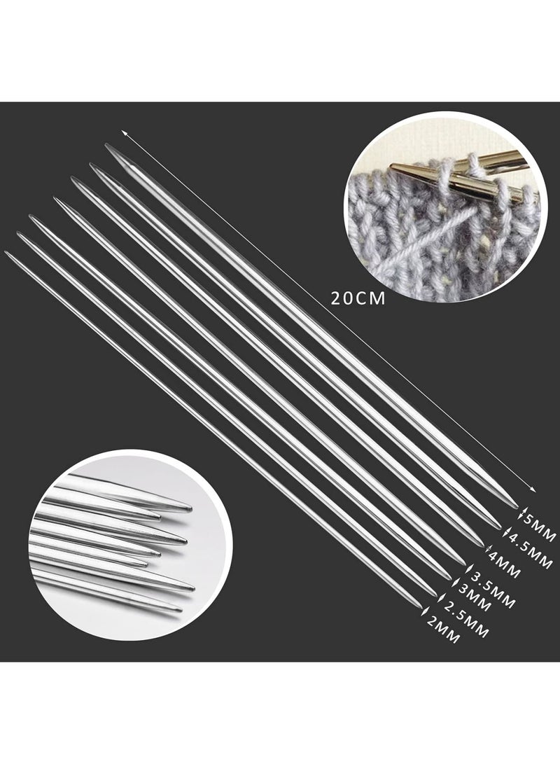 SYOSI Knitting Needles Set, 35Pcs Double Pointed and Straight Metal Needles for Beginners and DIY Craft, Smooth Lightweight Design 2.0-5.0mm, Ideal for Crochet Knitting Projects Travel and Home Use - Image 3