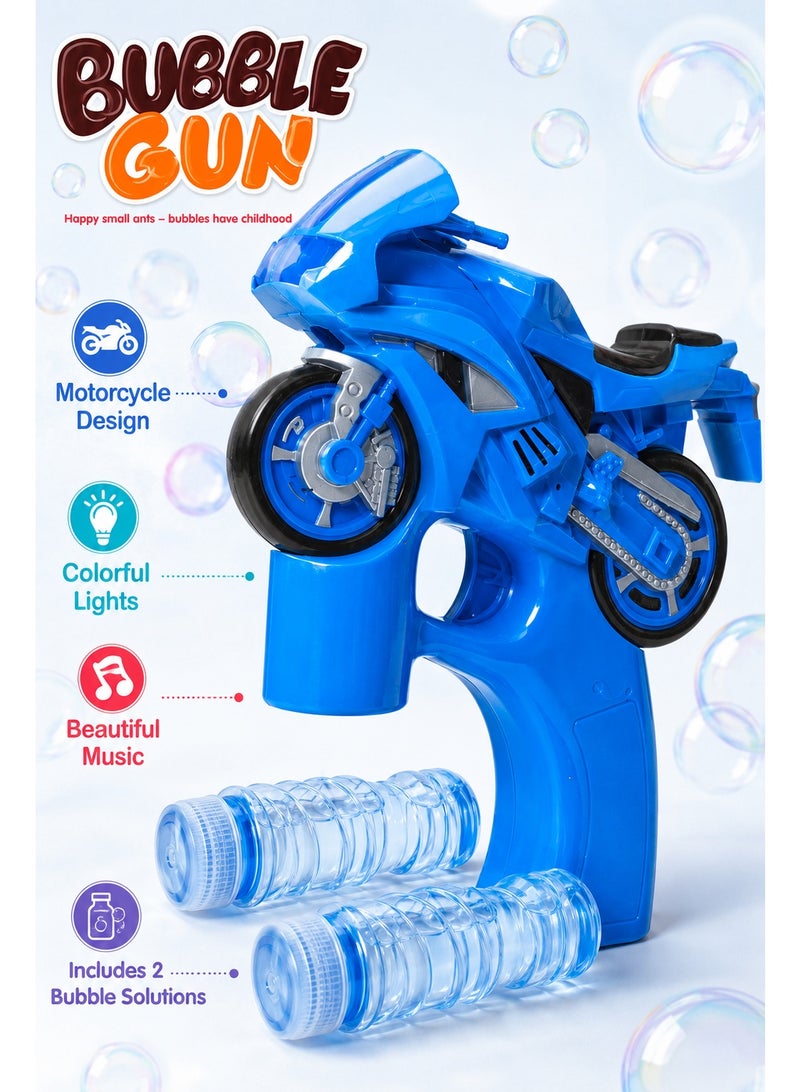 Motorcycle Bubble Gun Toy with Lights and Music – Blue Automatic Bubble Blaster with 2 Bubble Solution Bottles for Indoor and Outdoor Kids Play - Image 5