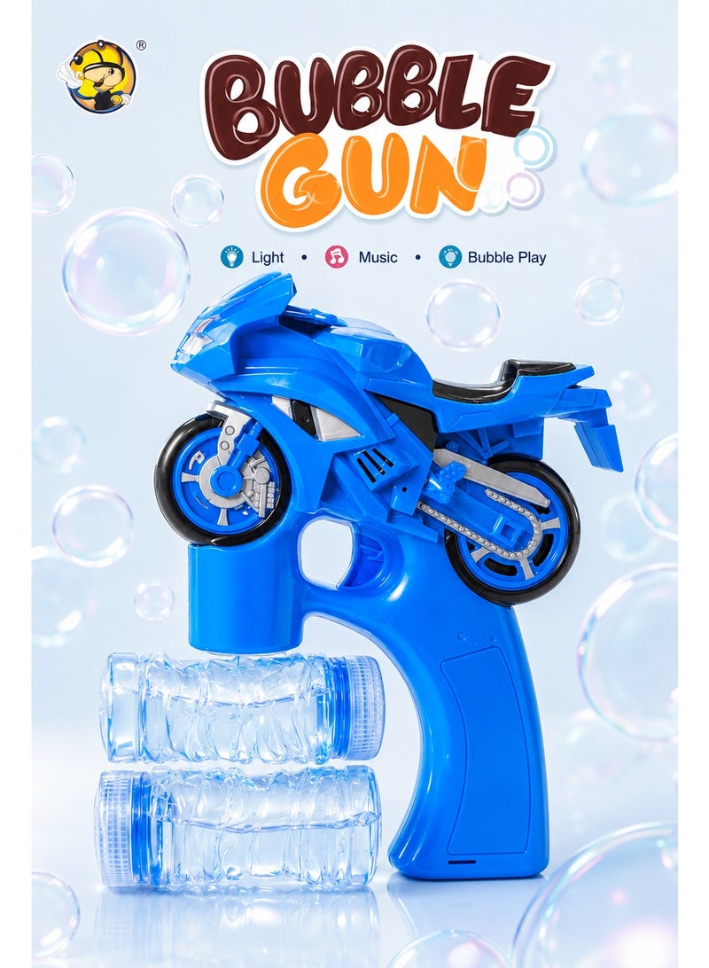 Motorcycle Bubble Gun Toy with Lights and Music – Blue Automatic Bubble Blaster with 2 Bubble Solution Bottles for Indoor and Outdoor Kids Play - Image 4