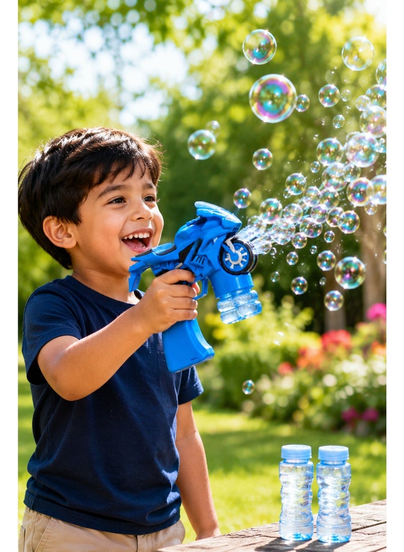 Motorcycle Bubble Gun Toy with Lights and Music – Blue Automatic Bubble Blaster with 2 Bubble Solution Bottles for Indoor and Outdoor Kids Play - Image 2