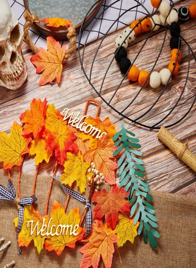 Ferraycle Halloween Pumpkin Wreath Frame Thanksgiving Pumpkin Frame Metal Wire Pumpkin Wreaths Frame Form Floral Fall Pumpkin Wreath with Welcome Sign for Halloween Craft Window Door Holiday Decoration - Image 2