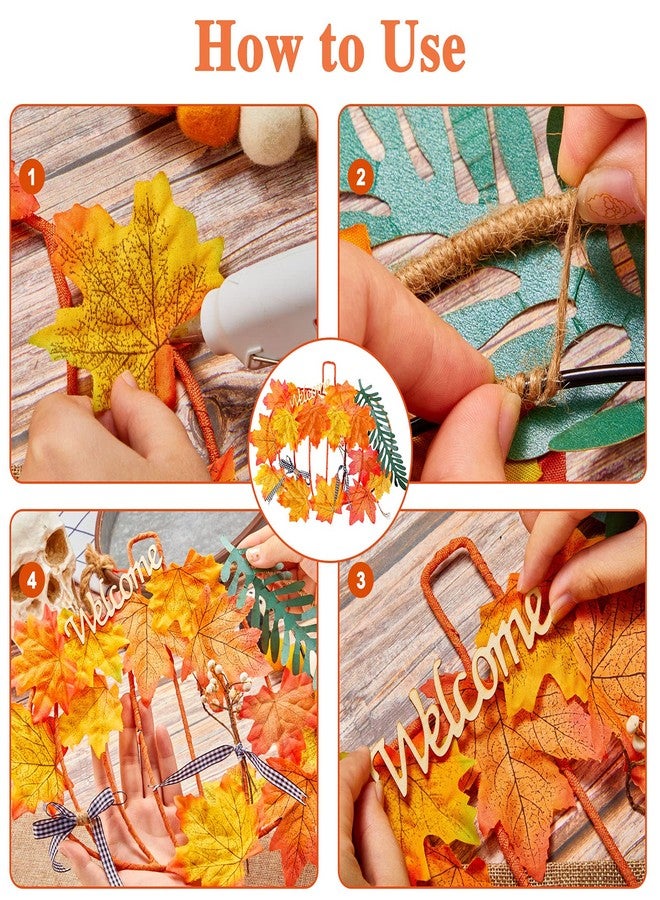 Ferraycle Halloween Pumpkin Wreath Frame Thanksgiving Pumpkin Frame Metal Wire Pumpkin Wreaths Frame Form Floral Fall Pumpkin Wreath with Welcome Sign for Halloween Craft Window Door Holiday Decoration - Image 4