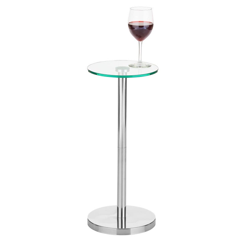 mDesign Side Table â€” Glass Top Nightstand for Bedrooms and Living Rooms â€” Living Room Table for Lamps and Other DÃ©cor â€” Clear/Chrome - Image 1