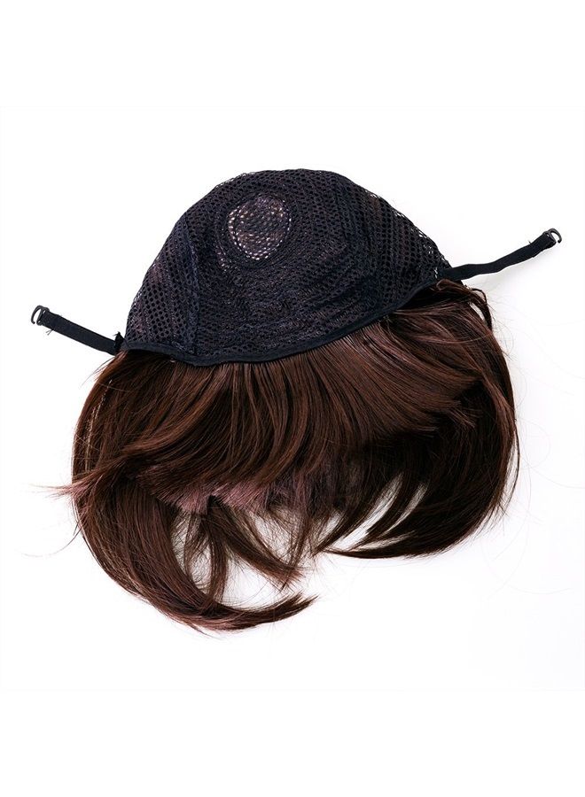 AGPtek 13 Inches Straight Heat Resistant Short Bob Hair Wigs with Flat Bangs for Women Cosplay Daily Party - Dark Brown - Image 2