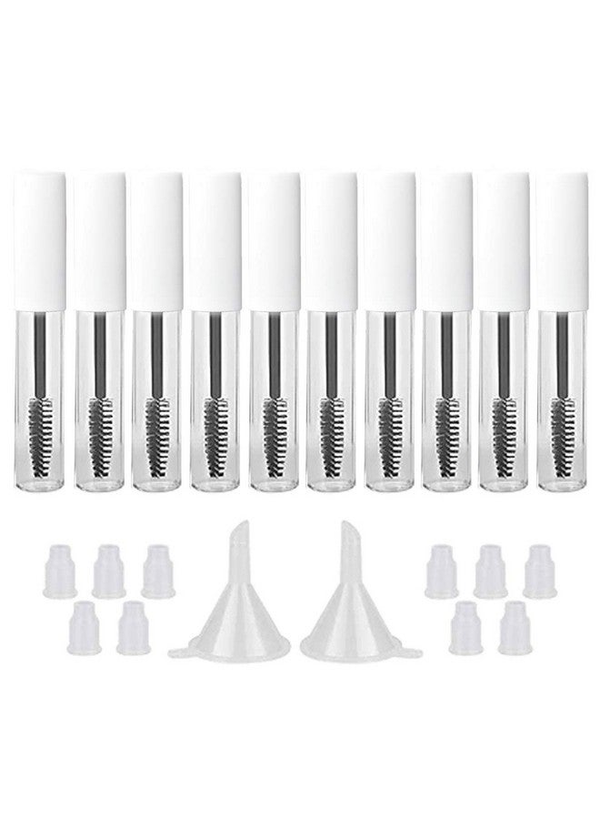 GTHER 10Pcs 10Ml Empty Mascara Tube Bottle With Eyelash Wand & Rubber Inserts & Funnels Set For Castor Oil/Eyelash Growth Oil Diy Mascara Eyelash Cream Container With Capmatte White - Image 1