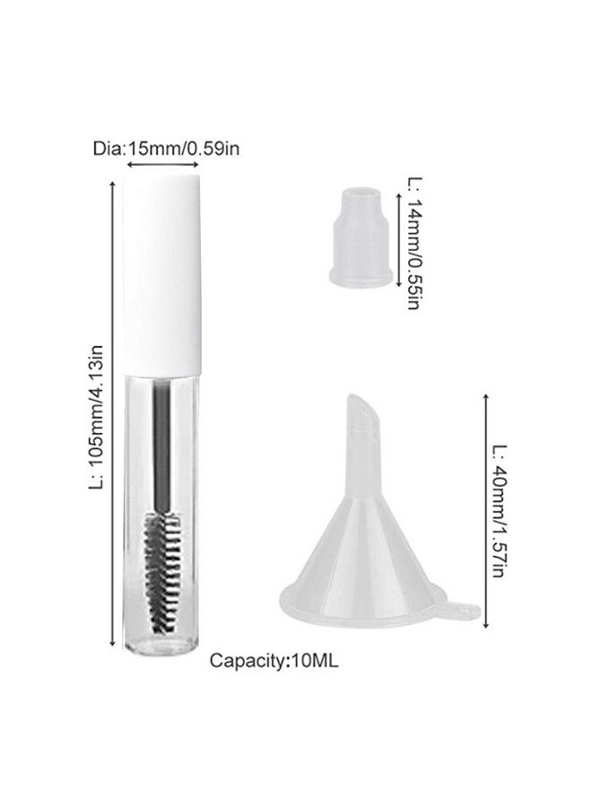GTHER 10Pcs 10Ml Empty Mascara Tube Bottle With Eyelash Wand & Rubber Inserts & Funnels Set For Castor Oil/Eyelash Growth Oil Diy Mascara Eyelash Cream Container With Capmatte White - Image 3