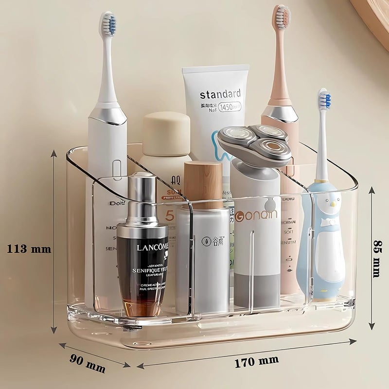 Hushnow Toothbrush Holder,Bathroom Organizer Countertop Detachable for Easy Cleaning, Multifunctional Storage,Bathroom Accessories - Image 3