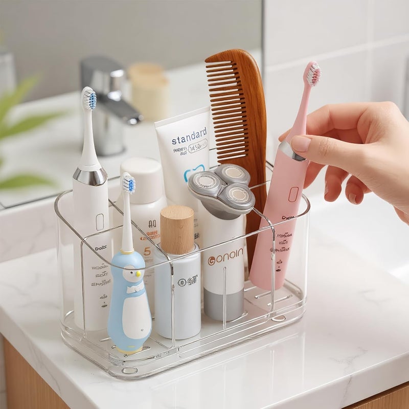 Hushnow Toothbrush Holder,Bathroom Organizer Countertop Detachable for Easy Cleaning, Multifunctional Storage,Bathroom Accessories - Image 1