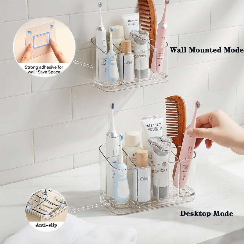 Hushnow Toothbrush Holder,Bathroom Organizer Countertop Detachable for Easy Cleaning, Multifunctional Storage,Bathroom Accessories - Image 2