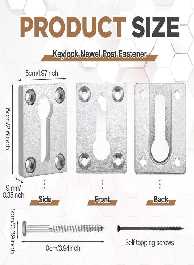 Shimeyao 2 Sets Newel Post Fastener Newel Post Mounting Kit Wood Handrail Installation Hardware Works on Finished Floors, Stairs, Ceramic Tile and Concrete, Rectangular - Image 2
