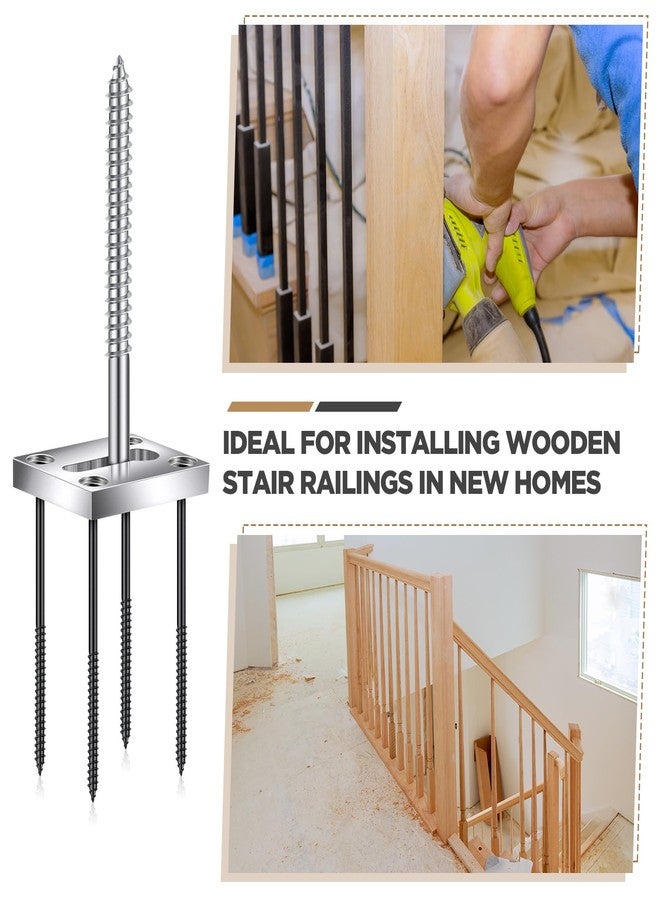 Shimeyao 2 Sets Newel Post Fastener Newel Post Mounting Kit Wood Handrail Installation Hardware Works on Finished Floors, Stairs, Ceramic Tile and Concrete, Rectangular - Image 5