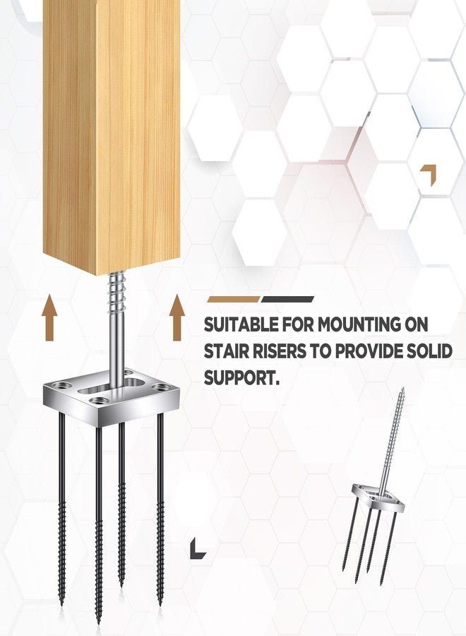 Shimeyao 2 Sets Newel Post Fastener Newel Post Mounting Kit Wood Handrail Installation Hardware Works on Finished Floors, Stairs, Ceramic Tile and Concrete, Rectangular - Image 3
