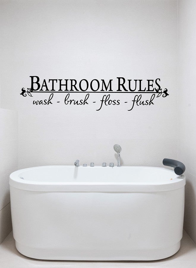 Decaltor Black 5.5" x 22" Bathroom Rules Wash Brush Floss Flush Quote Saying Wall Sticker Home Decal Decor for Bathroom - Image 2