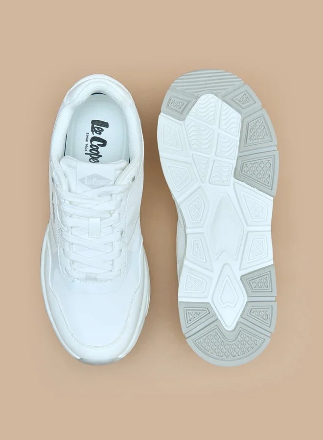 Lee Cooper Men's Panelled Low Ankle Sneakers with Lace-Up Closure
