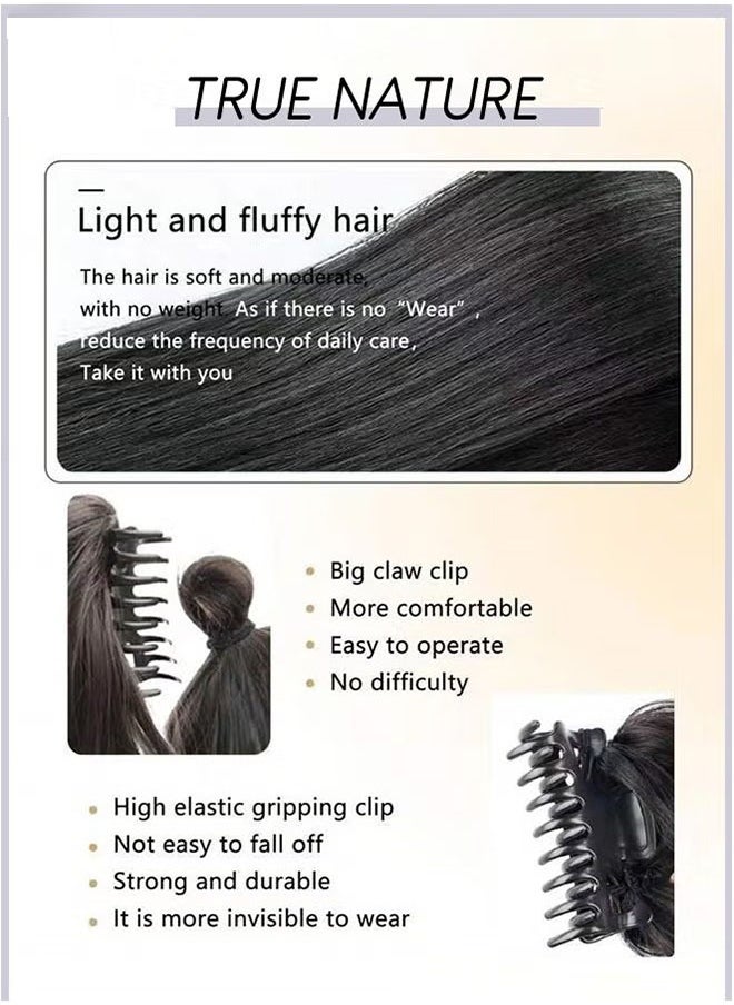 Messy Curly Hair Bun Extensions, Wavy Synthetic Chignon with High Elastic Claw, Hair Accessories Donut Roller Bun Wig for Women Updo Scrunchies, Natural Black