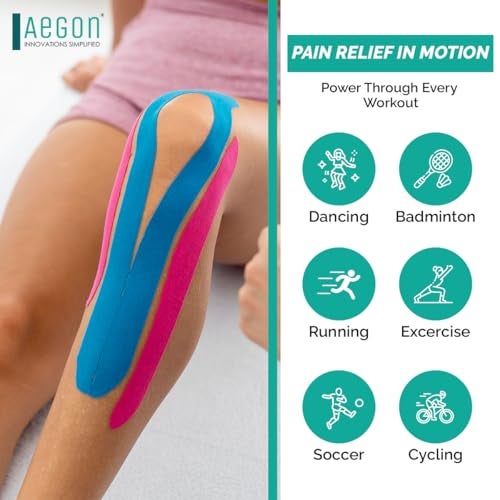 Aegon Waterproof Kinesiology Tape 5 Metres Latex Free Breathable Athletic Sports Tape For Injury, Muscle Support, Pain Relief, Joint Support And Physiotherapy (Blue, 2.5 cm) - Image 4