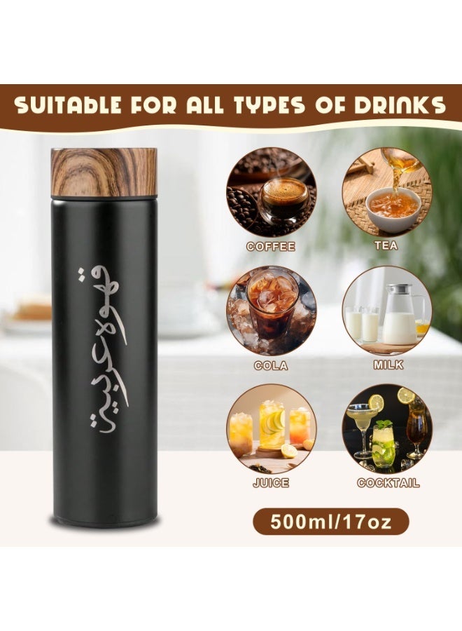 DURKU 3pcs/set Coffee Insulated Cup Set With 2 Cups, Arabic Coffee Thermos, Insulated Cup Gift Box Set Includes 500ml Stainless Steel Thermos And 2 80ml Double-Layer Coffee Cups, Suitable For Gifts, Saudi National Day Gift. - Image 2