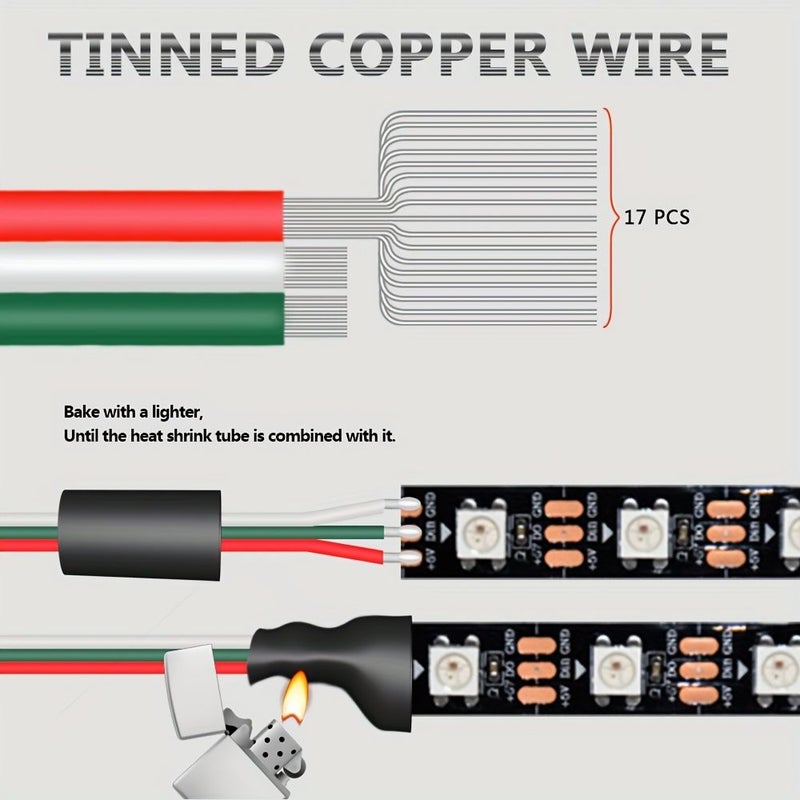 3 قلب 18AWG 30 قدم كابل تمديد LED RGB سلك نحاسي مجدول ومعلّب لإضاءة شريط LED WS2812B WS2811 - Image 3