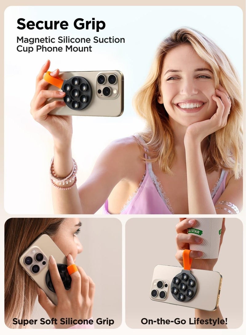 Silicone Suction Phone Case Grip Stand Holder, Hands-Free Cell Phone Accessory Holder, Magnetic Suction Cup Phone Stand, Suitable for iPhone 15 Pro Max, Selfies and Tiktok Videos - Image 5