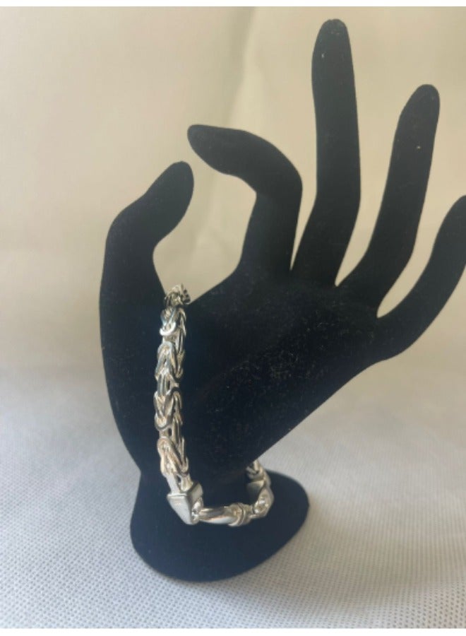 Sterling Silver 21 cm long Solid Royal Chain Bracelet - Image 1