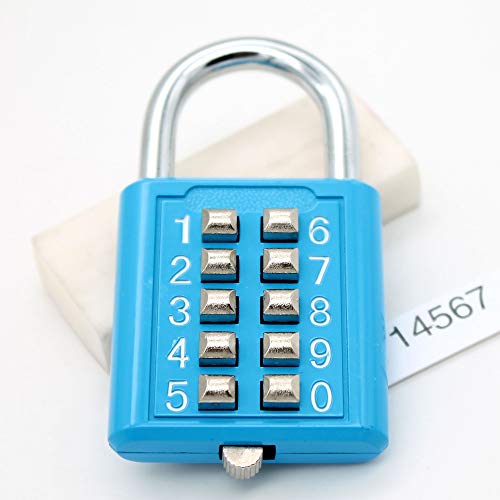 TEMEILI MIONI 10 Position Button Combination Padlock, 5 Position Locking Mechanism, bluexi15:18 - Image 2
