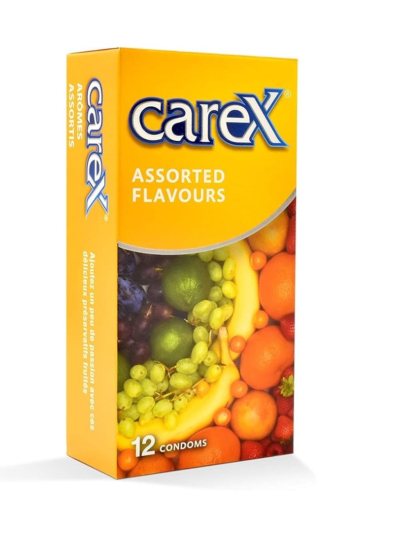 careX Assorted Flavors Condoms Delicious Fruity Sensation 12 Count - Image 1