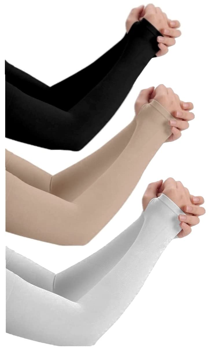 NESVIB 3 Pairs Biker/Sports Full Arm Fingerless Sleeves Gloves for UV, Dust, Summer, Sun Protection for men and Women - Image 1