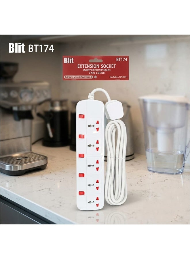 BILT extension socket 5 way 3 metre - Image 1