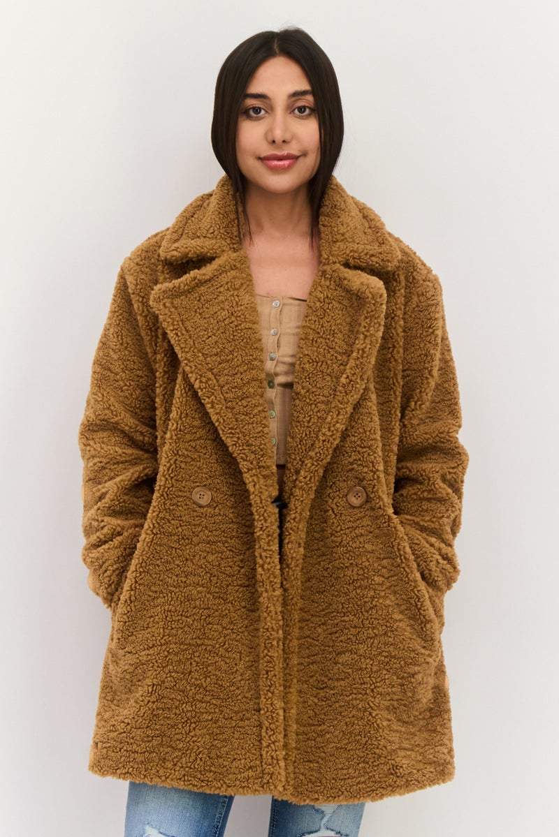 Bearpaw Women Textured Sherpa Jacket, Brown - Image 1