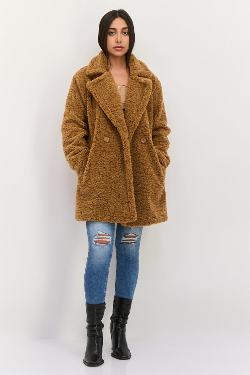 Bearpaw Women Textured Sherpa Jacket, Brown - Image 4