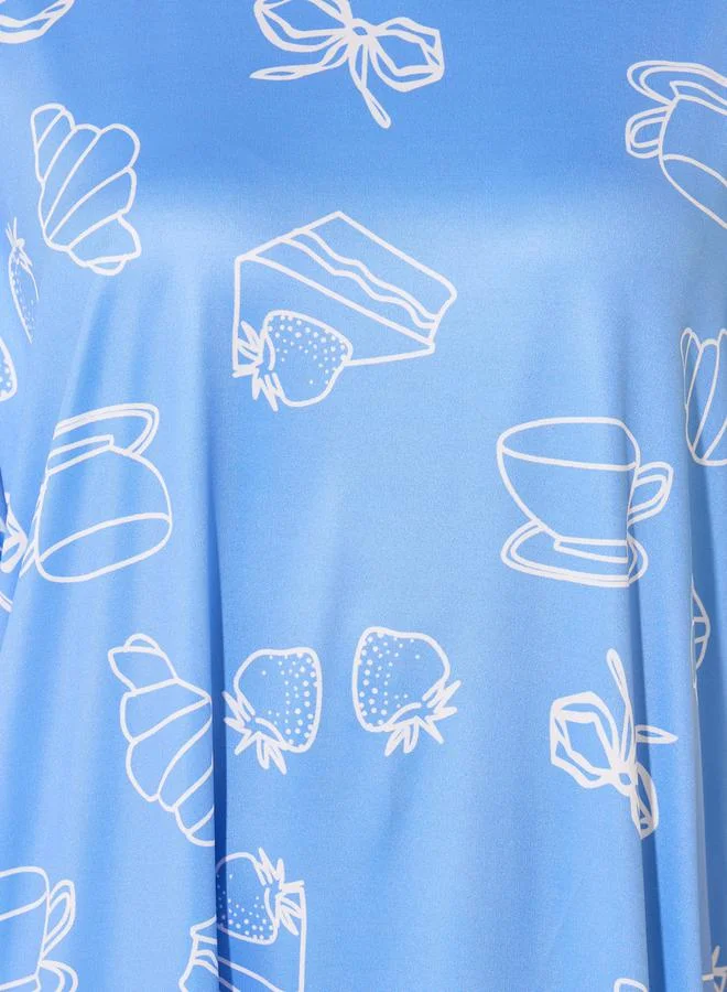 Take Two All-Over Print Round Neck Nightshirt by Styli