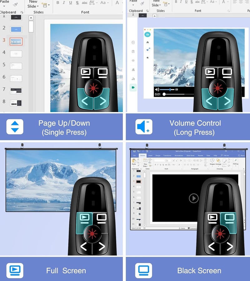 rts Wireless Presenter Pointer for Presentation Laser Power Pointer, PPT Presenter Slide Changer Controller Remote Clicker Slide Changer for Mac/Computer/Laptop/Projector/Keynote/PPT/Google Slides - Image 2