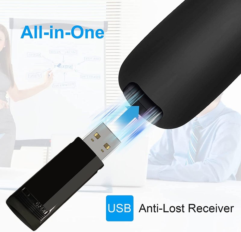 Wireless Presenter Pointer for Presentation Laser Power Pointer, PPT Presenter Slide Changer Controller Remote Clicker Slide Changer for Mac/Computer/Laptop/Projector/Keynote/PPT/Google Slides