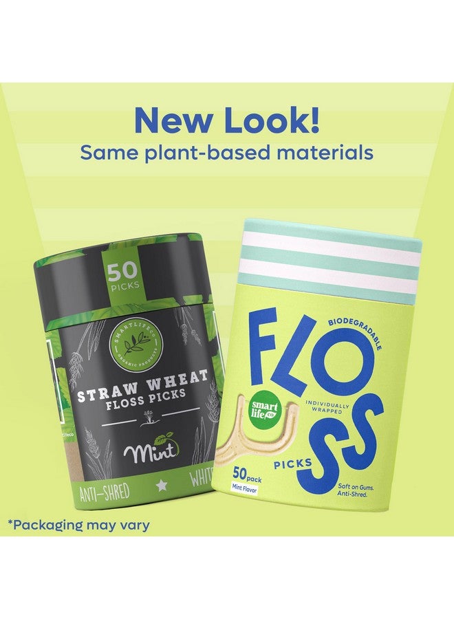 SMARTLIFECO Individually Wrapped Dental Floss Picks - Biodegradable Plastic Free Flosser Handle & Packaging | Natural Toothpick Stick Soft On Gums & Teeth | Eco Friendly, Zero Waste Flossers | Mint, 50x - Image 2
