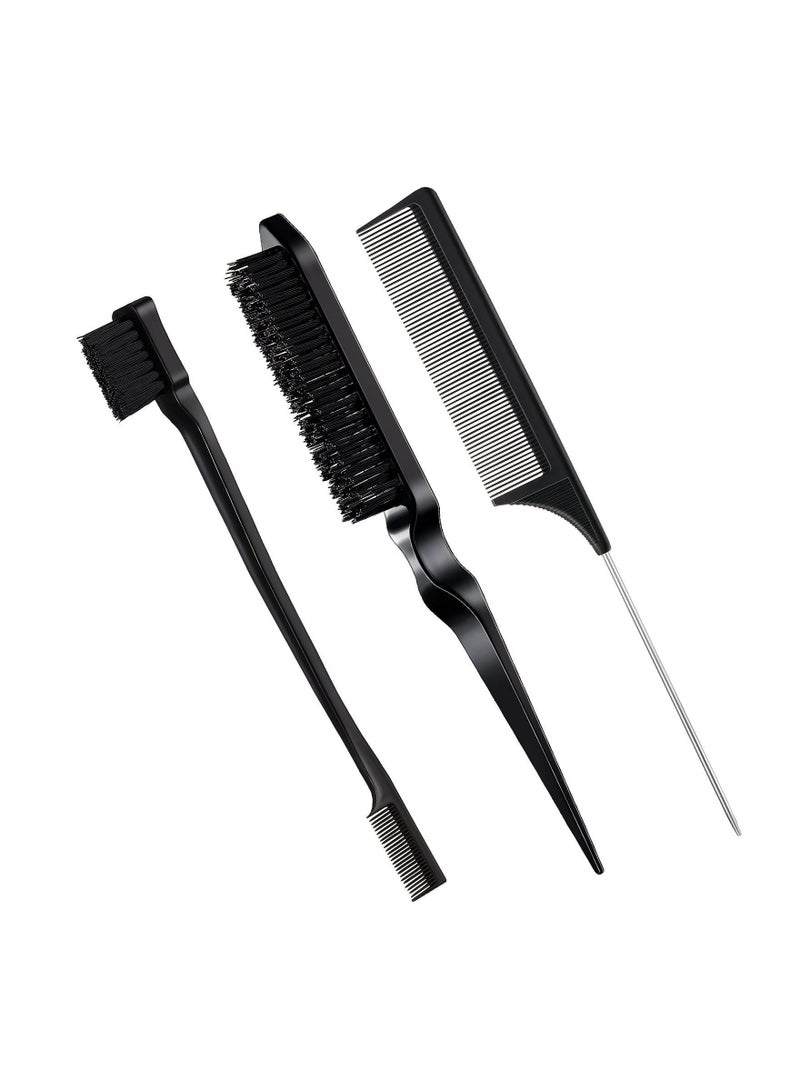 Bluejw 3Pcs Teasing Brush Set Edge and Comb Hair Grooming Combs Sturdy Rat Tail - Image 1