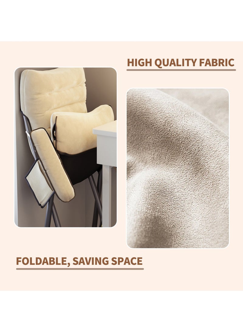 YQbest Foldable Recliner Chair for Dorm Room - Portable Lounge Chair with Backrest, Computer Desk Chair, Compact Single Sofa for Bedroom, Balcony, Office, and Leisure (white)  - Image 2