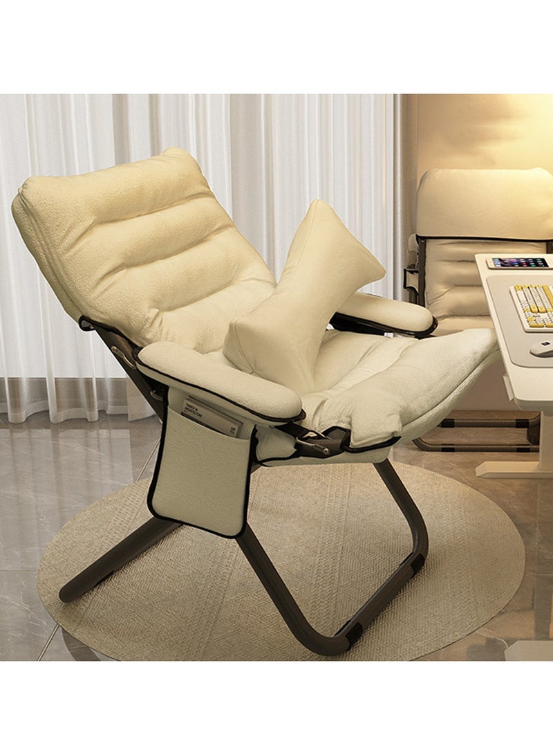 YQbest Foldable Recliner Chair for Dorm Room - Portable Lounge Chair with Backrest, Computer Desk Chair, Compact Single Sofa for Bedroom, Balcony, Office, and Leisure (white)  - Image 5