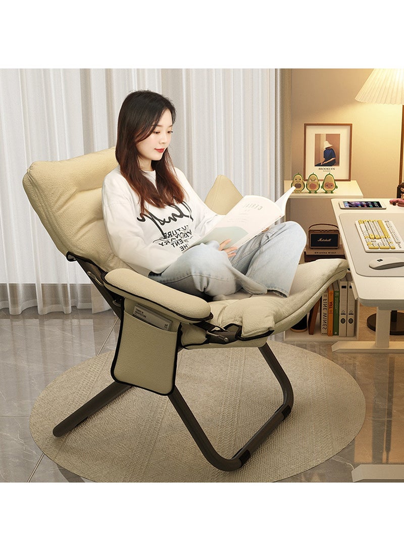 YQbest Foldable Recliner Chair for Dorm Room - Portable Lounge Chair with Backrest, Computer Desk Chair, Compact Single Sofa for Bedroom, Balcony, Office, and Leisure (white)  - Image 4